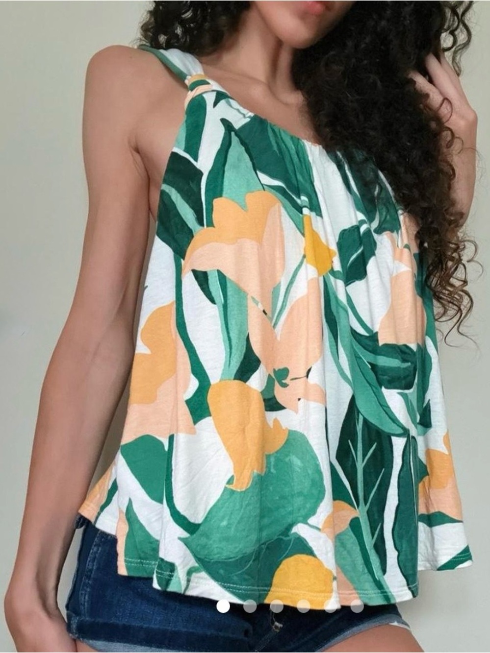 Anthropologie Vanessa Virginia Tropical Knot-Shoulder Women's Tank Top